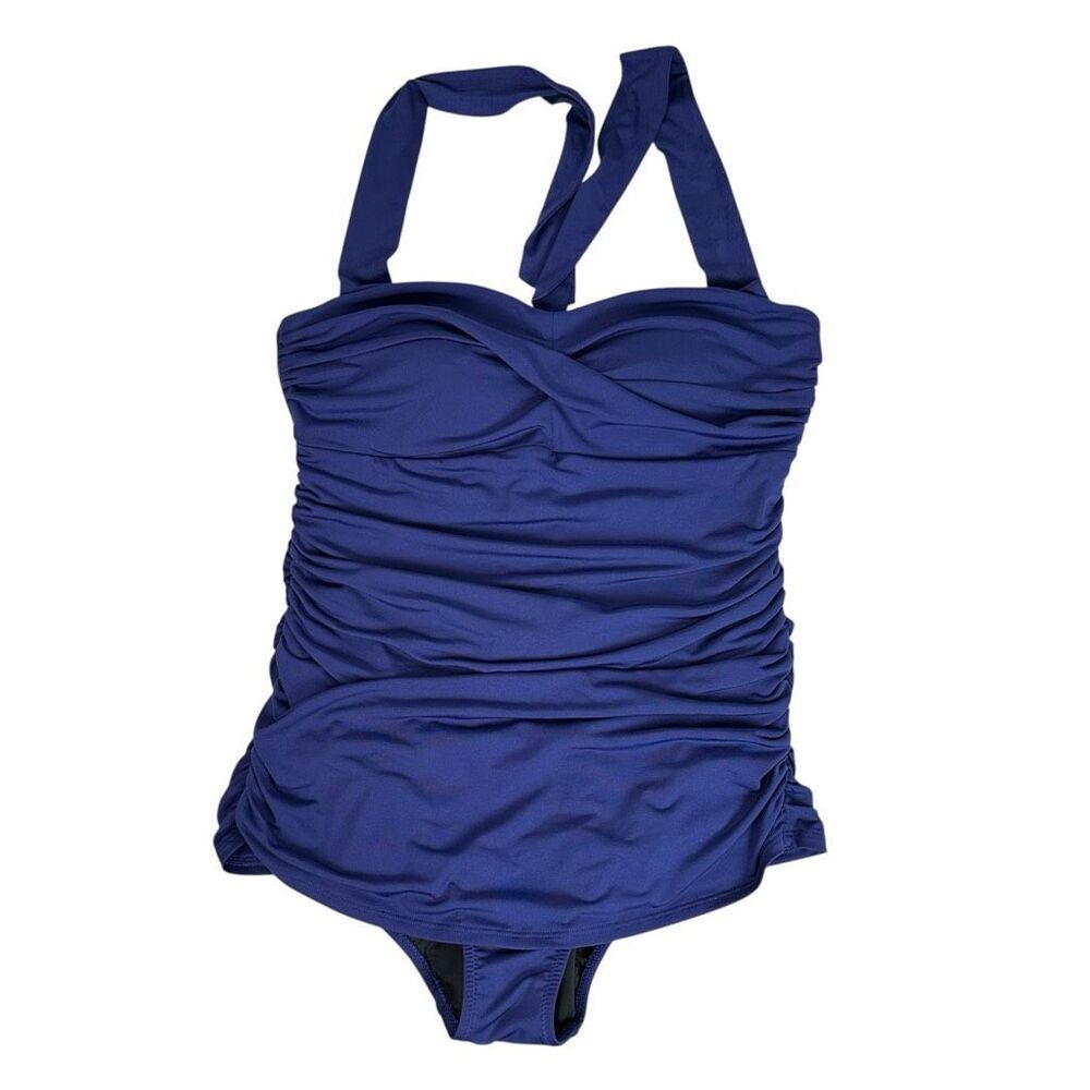 Lands End Purple size 14 One Piece Halter Swimsuit